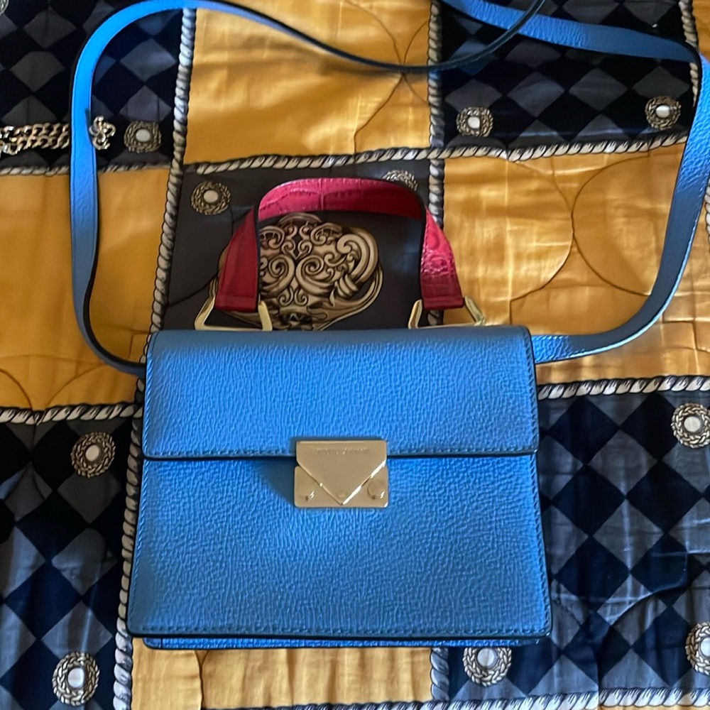 Small Emporio Armani brand new purse.Blue with red handle.